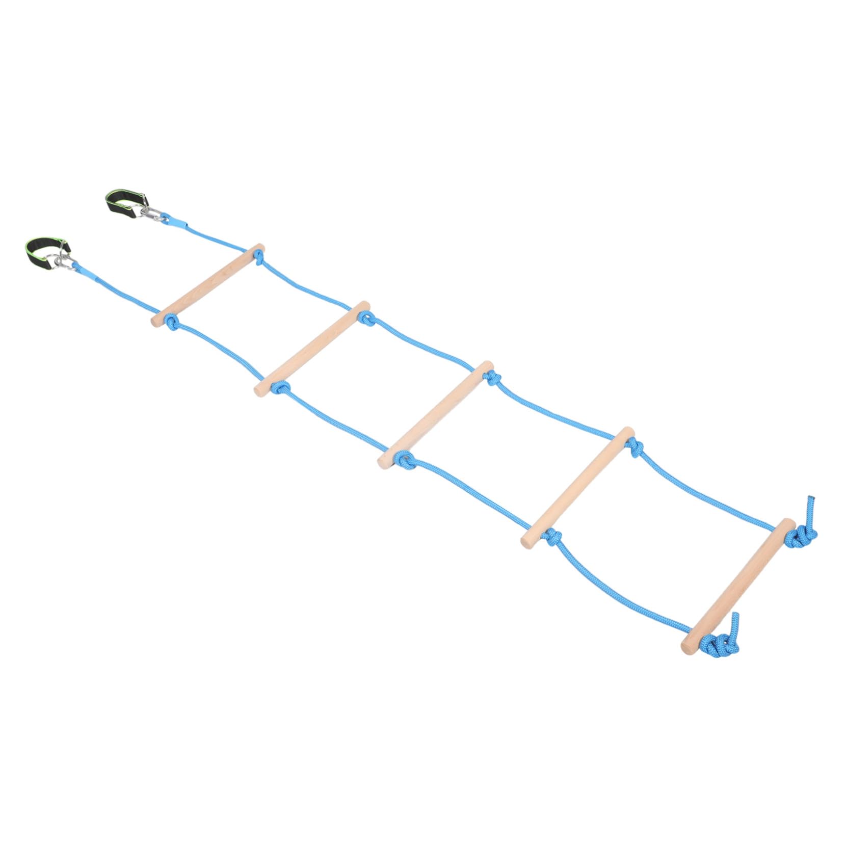 BRIGHTFUFU Indoor/Outdoor Boys and Girls Climbing Toys 5-Step Wooden Ladder Soft Rope Safe Garden Climbing Frame