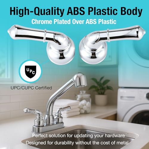 image for Dura Faucet DF-RKC-CP RV Replacement Hot and Cold Classic Handles - Pl