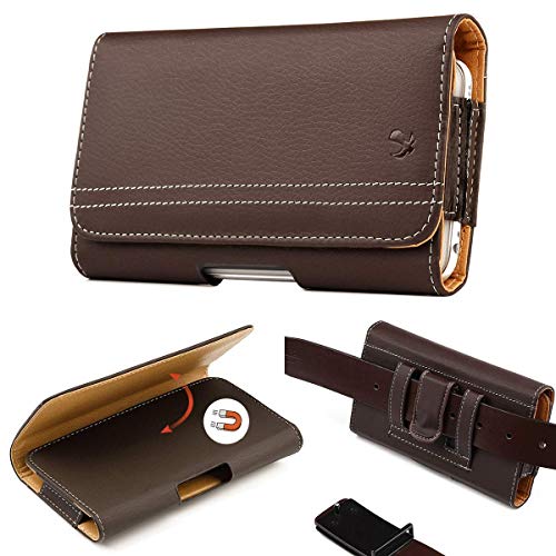 AISCELL Carrying Case Brown Leather Pouch Belt Holster for Galaxy S25 Ultra, S25+,A36,A26,A16, A35,A25,A15,A54 5G,S24 Ultra, S24+,S23 Ultra, S23+ Fit Slim Cover on