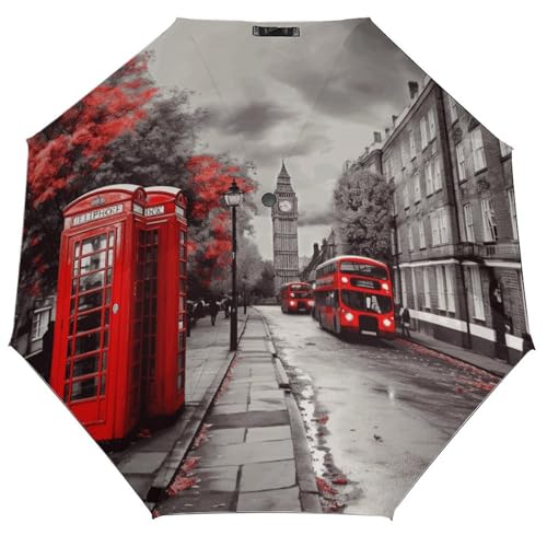 Parapluie rouge London Street 3 compact contre la pluie et les UV