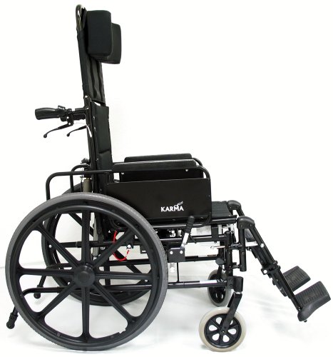 Karman Km5000F18 Aluminum Lightweight Reclining Wheelchair, Black, 24 Inches Rear Wheels And 18 Inches Seat Width #TOP2