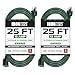 2 Pack of 25 Foot Outdoor Extension Cords - 16/3 SJTW Durable Green Extension Cord with 3 Prong Grounded Plug for Safety - Great for Garden and Major Appliances