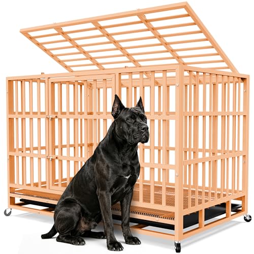 Hiwokk 48 Inch Heavy Duty Dog Crate, Indestructible Kennel for Large Dogs
