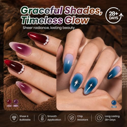 Image of Beetles Midnight Syrup Jelly Gel Nail Polish Set, 6 Colors Fall Gel Polish