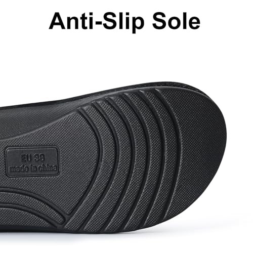 Image of shevalues Summer House Slippers for Women with Arch Support Breathable Waffle Cotton Indoor Slippers Slip on Open Toe Home Shoes