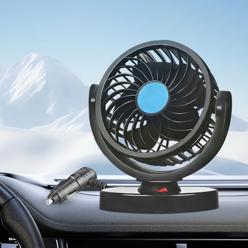 KQWVZ Ventilateur De Voiture, 12V Petit Ventilateur De Véhicule Portable avec Prise Allume-Cigare, Rotation à 360°, VentilateurVoiture avec 2 Vitesses,...
