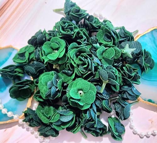 Image of VRB DecTM 50 Pcs Artificial Fabric Rose Fake Flowers Water Floating Flowers,Festival and Events, Home, Table, Bedroom, Pooja Room Decoration Items and DIY. (Green)