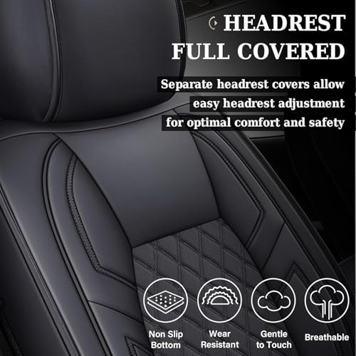 Image of Coverado Tundra Seat Covers, Back Leather Car Seat Covers for Trucks, Automotive Seat Covers Protector Custom Fit 2007-2021 Toyota Tundra(Rear Seat Cover /Black)
