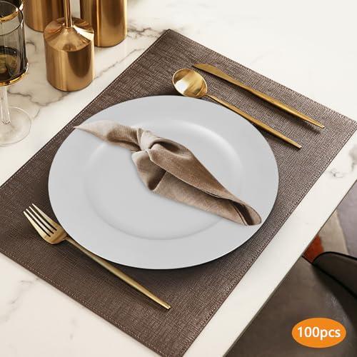 Platos Cargadores Redondos 13 Pulgadas 100 Piezas Plata miniatura 4