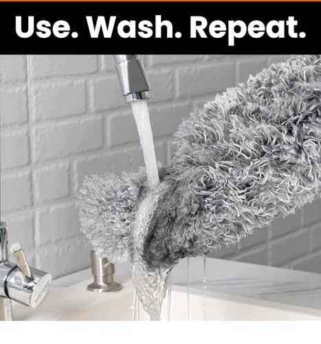Image of YELOVOCA Microfiber Feather Duster with Extendable Pole Handle | Bendable & Washable Dust Cleaner | Up to 100 Inches Reach for Ceiling Fan, Cobweb, Furniture, Window & Home Cleaning