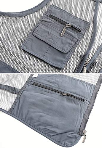 Hbufnha Mens Mesh Lightweight Vest Outdoor Work Fishing Hunting Extra Pockets Vest3