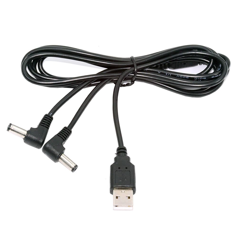 Amazon.co.jp: NFHK USB Type-A オス - デュアル 5.5x2.1mm DC 5V 電源