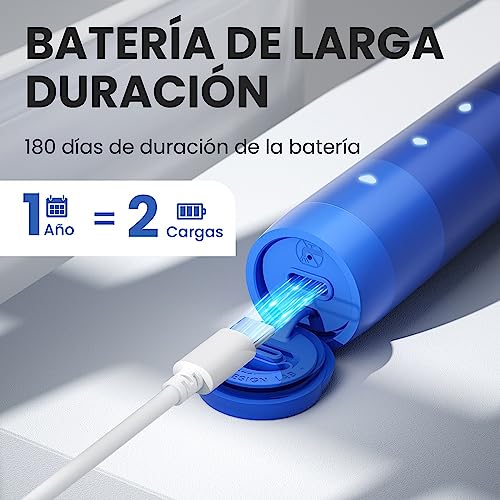 Oclean Find Cepillo de dientes eléctrico sónico set, con 180 días de duración, 76000 Movimientos por minuto, 5 Modos, IPX7 y Temporizador, Cabezal de DuPont, Rojo+Azul - imagen 5