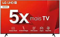 Smart TV LG 55' 55UT801C0SA 4K UHD Bluetooth 2 USB 3 HDMI Wi-fi Thinq AI Assistência Alexa Design Ultrafino Controle Smart Magic Webos 24