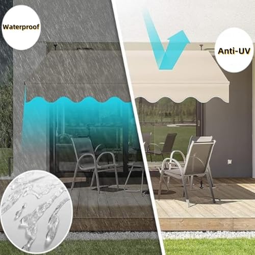 Toile de rechange rétractable polyester kaki 2,5x2m imperméable pour store banne - 5