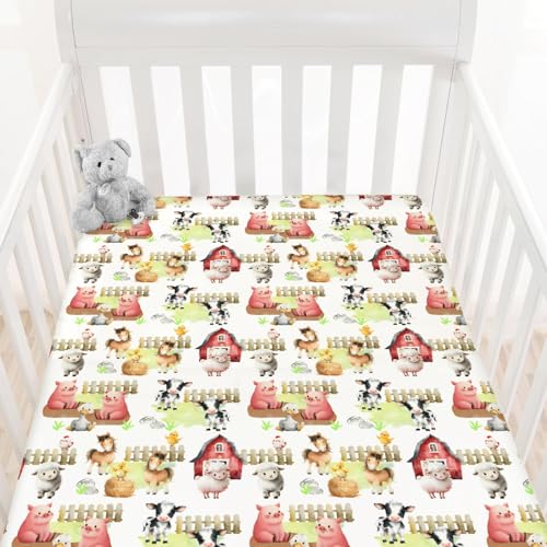 HawSkgFub Farm Animal Life Barn Fitted Standard Crib Sheet for...