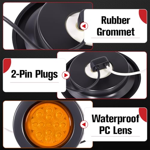 Image of 2.5 Inch 13 LED Side Marker Lights (Red Len Red Color) | Rubber Rings