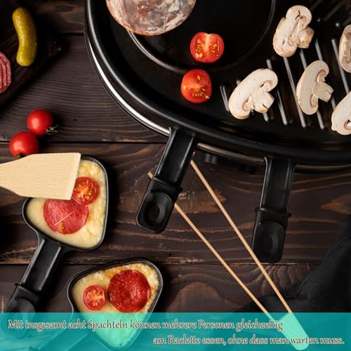 Raclette-Schaber 8 Stück Raclette-Schieber holz Racletteschieber Raclettespachtel Holzschaber Racletteschaber für Käse Grills (8 Schieber & 2 Bambuszangen)