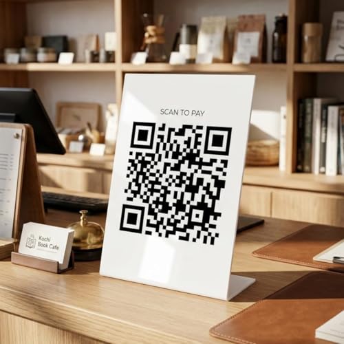 Image of Ferauax Imported (6 Pack) Acrylic QR Code Display Stand - 4x6 Inch (A6) L-Shape Portrait Menu & Ad Frame - Tabletop Display Stand for Restaurants and Cafes 2mm Thickness (Note:- QR Code Need to be pasted on this board, Not the insert type)