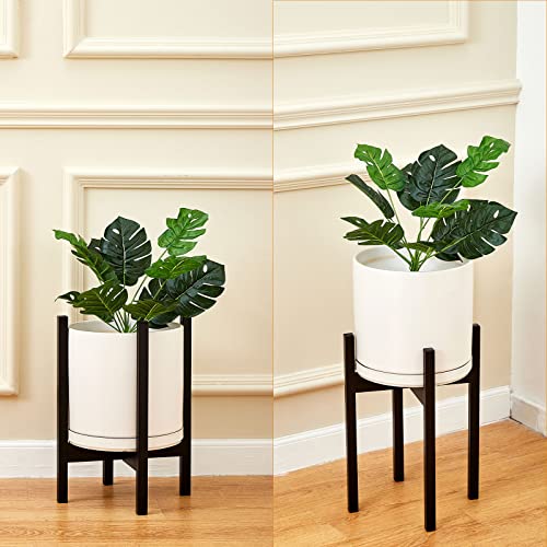 Botabay Modern White Planters For Indoor Plants, Ceramic Plants Pot With Heavy Duty Stand, 10 Inch Planter With Stand, White Ceramic Planter With Drainage For Indoor Plants & Flowers #TOP7