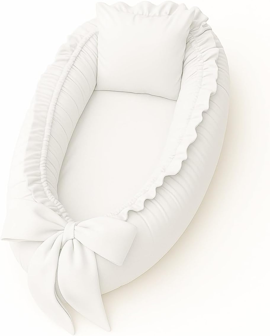 Crib Reducer Nest & Nursing Pad Percale 100% Cotton (White)