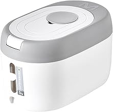 NC Insect-Proof Rice Bucket with Measuring Cup Sealed Multipurpose Rice Dispenser Rice Storage Box for Grain Cereal Flour Bean Container - Grey