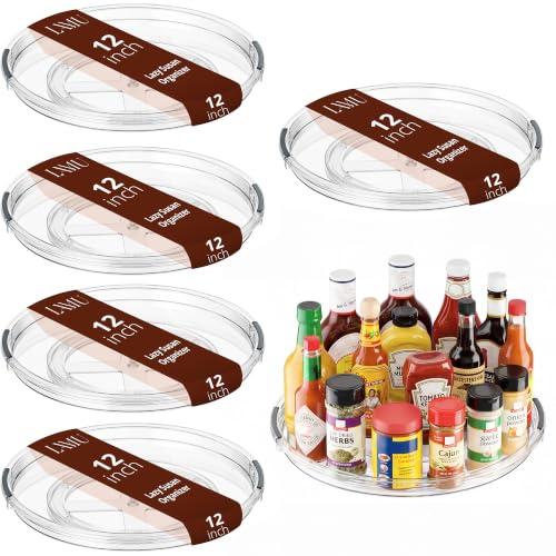 Image of LAMU 12 in Lazy Susan Turntable, 6 Pack Clear Spice Rack, Organizer Storage