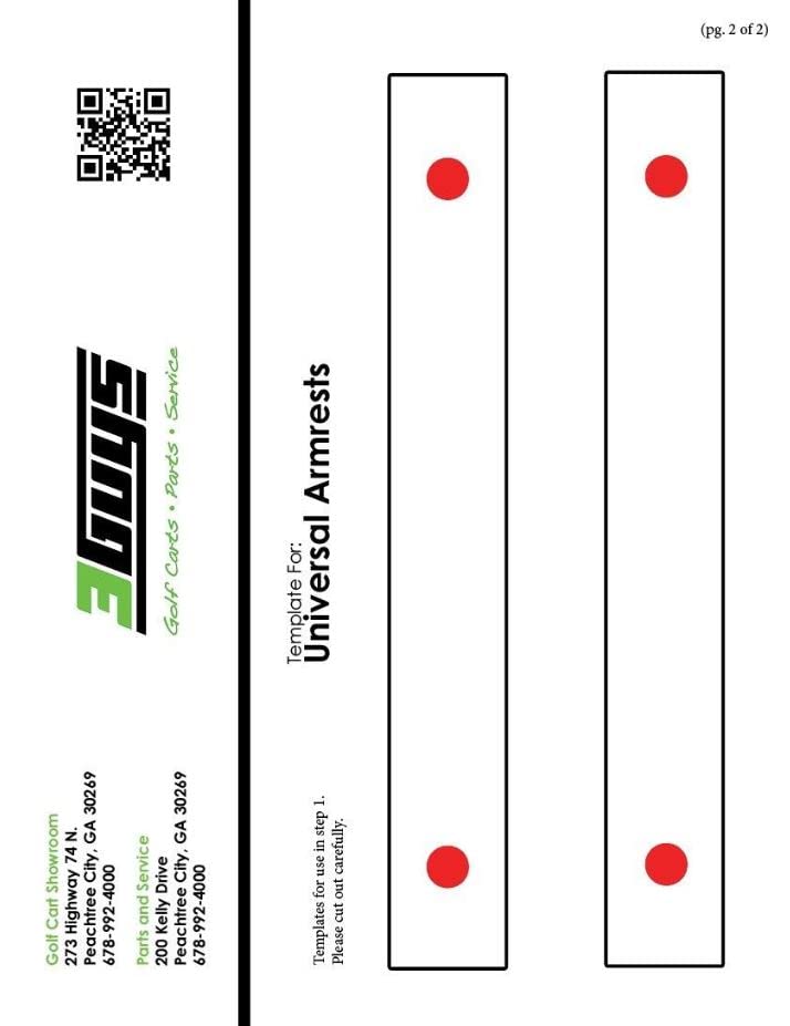 3G Black Arm Rests for Rear Seats for EZGO, Club Car & Yamaha Golf Carts