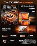 ACEMAGIC Gaming Laptop AMD Ryzen 7 5825U AMD Laptops, 15.6-in 16GB LPDDR4 1TB NVMe SSD Notebook-Computer, Numeric Keypad WiFi 6 Win-11 Pro BT5.2 HDMI Type-C USB-3.2 Webcam 3.5mm Audio Ultra Laptops