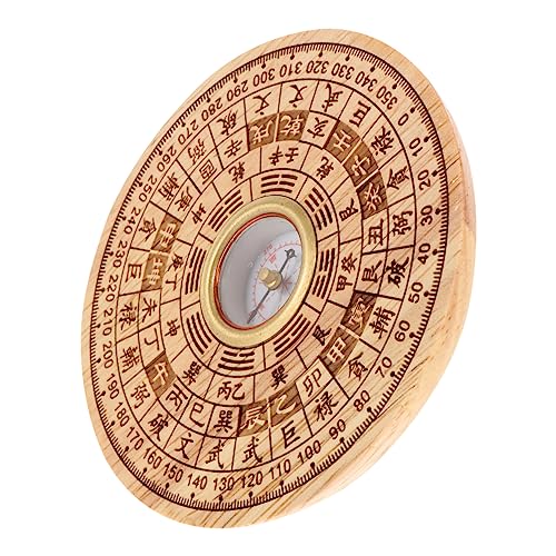 Boussole Feng Shui chinoise traditionnelle en bois kaki pour survie et navigation