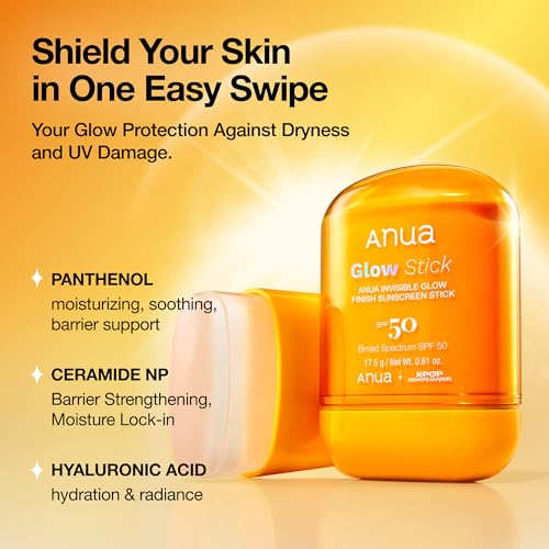 Image of Anua Invisible Glow Sun Stick, SPF 50, Broad Spectrum UV Protection, Lightweight Sheer Finish for All Skin Types, No White Cast, Easy Reapplication, Kpop Demon Hunters, Korean Skincare, 0.61 oz