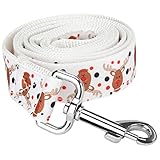 Itery Christmas Cheer Strong Durable Dog Leash Strap for Puppy Pet--6 Feet Long, 1 Inch Wide (White Elk)