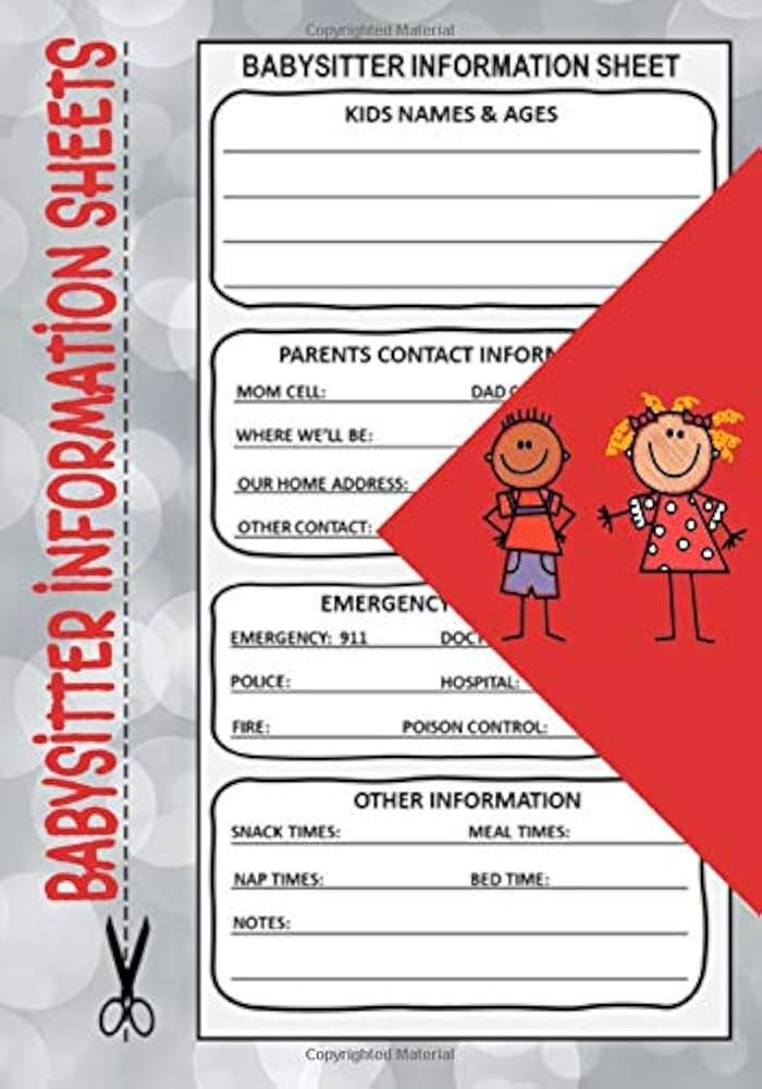 Babysitter Information Sheets: 7 babysitter-information-sheets-7-x-10-babysitter-instructions-and-emergency-contact-information-notepad-babysitter-checklist-with-notes-to-parents-babysitting-notes-for-caregivers-120-pages-publishing-madgav-9798614425661-amazon-com-books