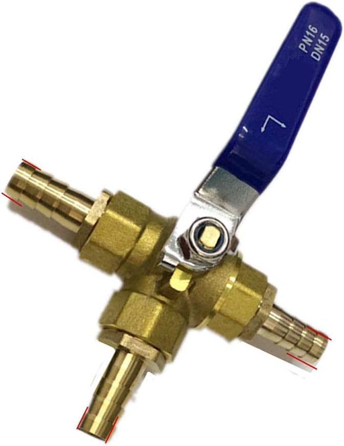 lever ball valves,ball valve,1pcs L-Port 3 Way Ball Valve,4/6/8/10/12/14/16mm Hose Barb Three Way Brass Valve,Connector Adapter for Water Oil Air Gas (Size:8mm Barb) (Size : 16mm Barb) (S ( Color : Pa
