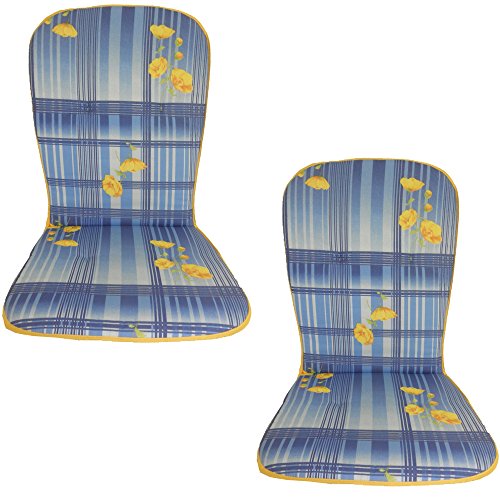 beo Kos MH B610 Low-Backed Chair Cushion for High Stackable Chairs Approx. 44 x 96 cm Thickness 2.5 cm Pack of 2 Blue