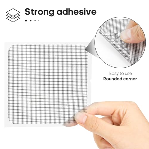 image for Secopad 14 Sheets Window Screen Patches Repair Kit, Black 3 Sizes Wind