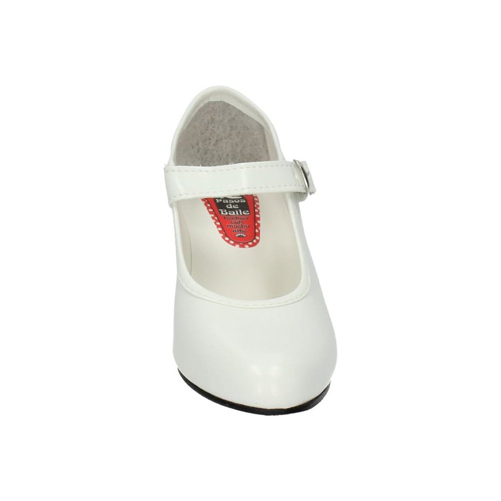 MADE IN SPAIN 15 SEVILLANAS FLAMENCOS NIÑA Zapatos TACÓN Blanco
