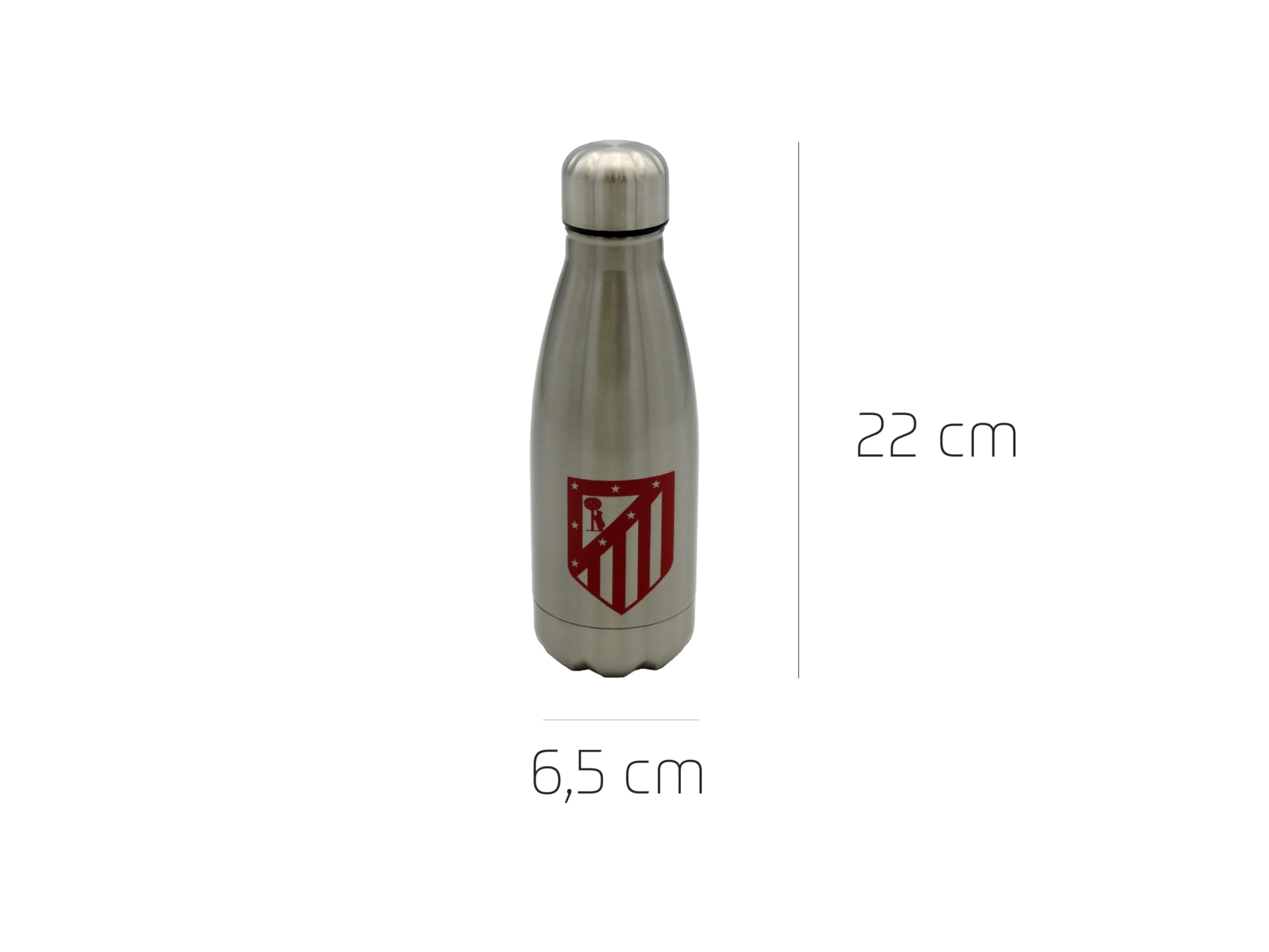 CyP Brands - Atletico di Madrid, bottiglia, bottiglia d'acqua, tanica, borraccia color acciaio, prodotto ufficiale