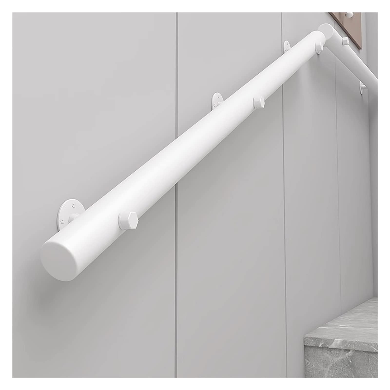 Rambarde d'escalier en bois blanc barre d'appui intérieur 5,5 m