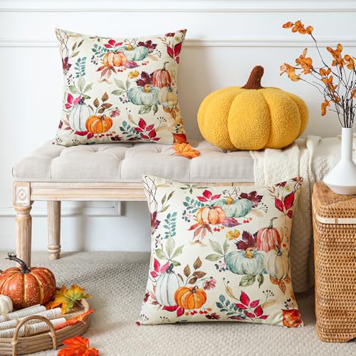 JOTOM Fall Cushion Covers 45x45cm Set of 2 Maple Leaf Pumpkin Autumn Thanksgiving Decorative Throw Pillow Covers 18x18 Inch Pillow Case for Home Bedroom Couch Sofa Decor (Pumpkin Maple Leaf Flower) - Cosy Home Interiors JOTOM Fall Cushion Covers 45x45cm Set of 2 Maple Leaf Pumpkin Autumn Thanksgiving Decorative Throw Pillow Covers 18x18 Inch Pillow Case for Home Bedroom Couch Sofa Decor (Pumpkin Maple Leaf Flower) - Image 8