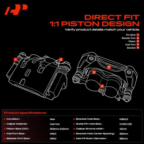 Image of A-Premium Front Left Driver Disc Brake Caliper with Bracket