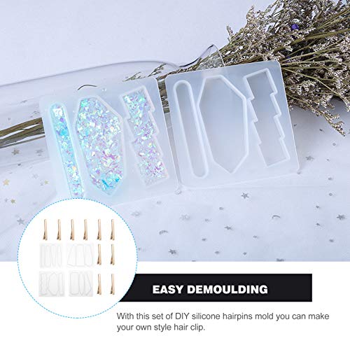 EXCEART 14 Pcs de Resina Grampo de Cabelo Molde Diy Molde de Arte de Silicone para Joias Diy Fundiçã