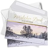Trauer Danksagungskarten mit Umschlag | Motiv: Winterbaum, 15 Stück | Dankeskarten DIN A6 Set | Trauerkarten Danksagung Danke sagen
