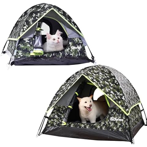 Camouflage Cat Tent, Dog Tent, Portable Indoor/Outdoor Pet House, Dog Bed with Soft Mat Cover