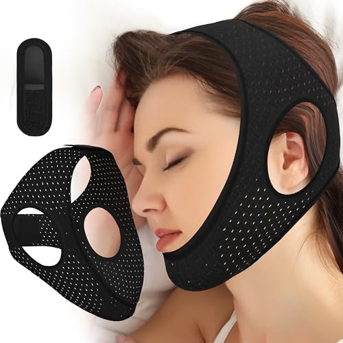 Anti Snoring Devices, Effective Airflow Jaw Strap for Sleep Apnea, Chin Strap for Sleeping Breathable and Comfortable, Adjustable Anti Snoring Chin Strap for Men and Women