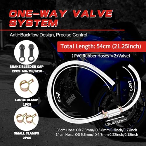 Porotmotor Motorcycle Brake Bleeder Kit, Universal Hydraulic Disc Clutches Bleeding Kit Fluid Bleed Kit with 100ml Syringe 35cm Hose and One Way Check Valve for Brake System Repair Maintenance - Thumbnail 3