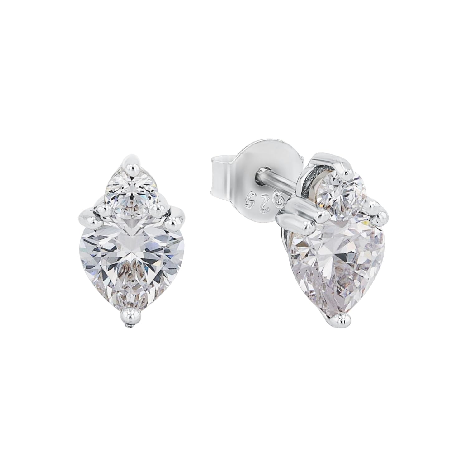 Amor Stud Earrings 925 Sterling Silver, 375 Gold Ladies Earrings, Gold, Silver, with Zirconia, Comes in Jewelry Gift Box