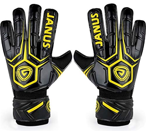 Adult & Youth Soccer Goalkeeper Gloves with Finger Protection Match Training for Women and Men Size 7-10?Wear-Resisting Non-Slip (Black/Yellow(All Latex),7)