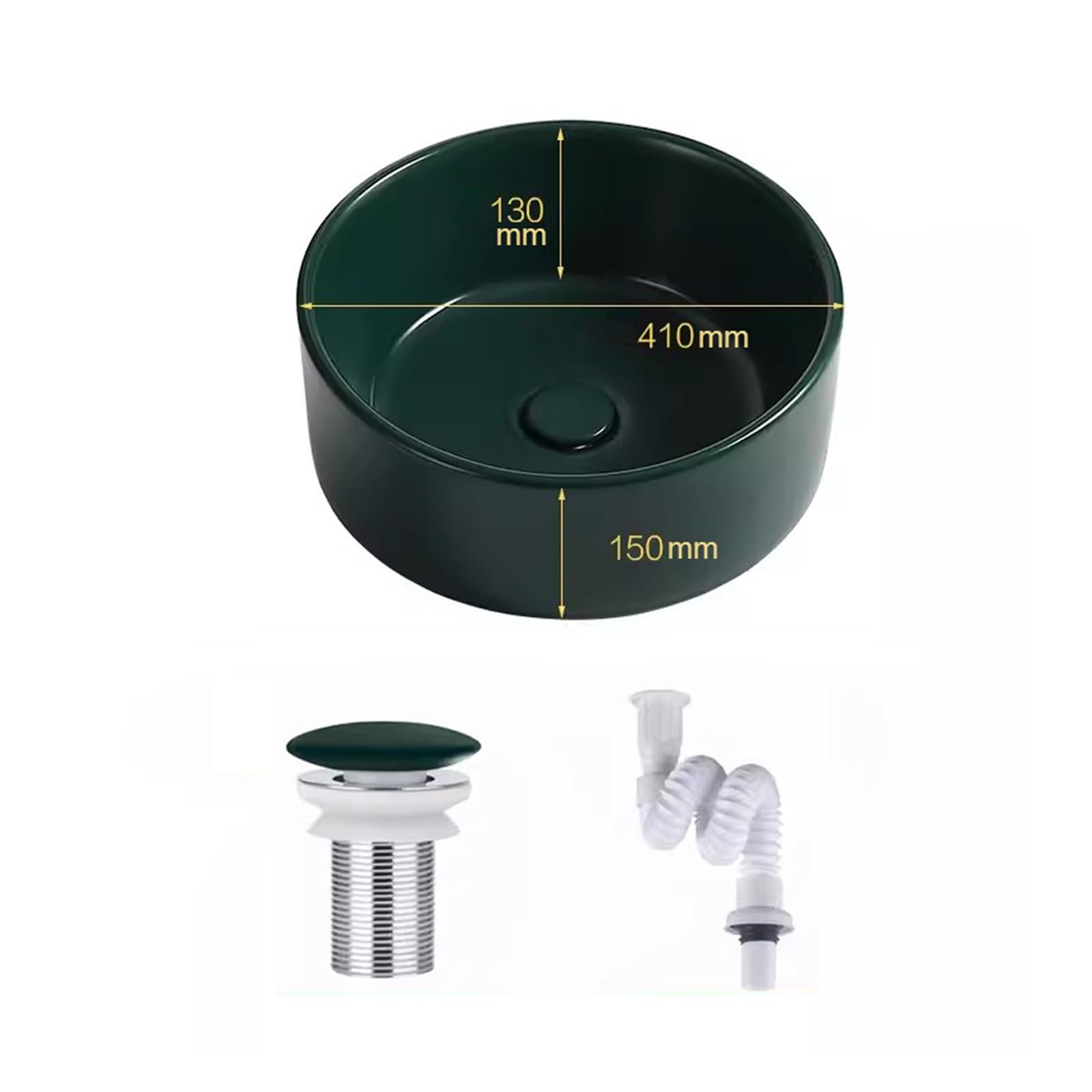 Lavabo céramique vert foncé anti-tache pour salle d'eau