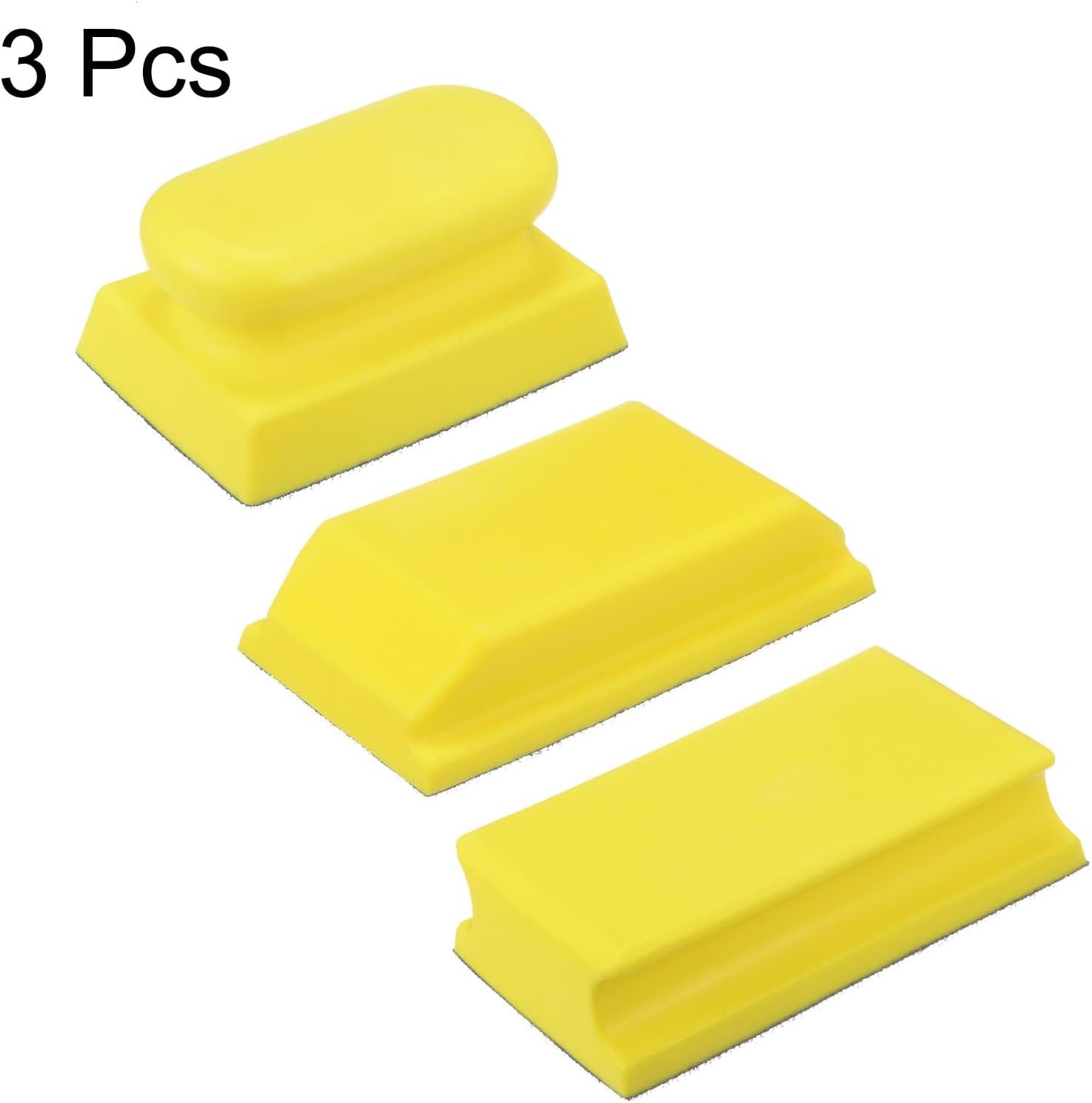HARFINGTON 3pcs Hand Sanding Blocks Rectangle with Hook and Loop Backing for Wood Metal Car Polishing - Image 3